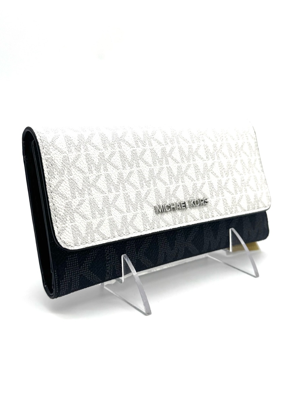Michael Kors Large Jet Set Travel Trifold Wallet - Optic White Multi